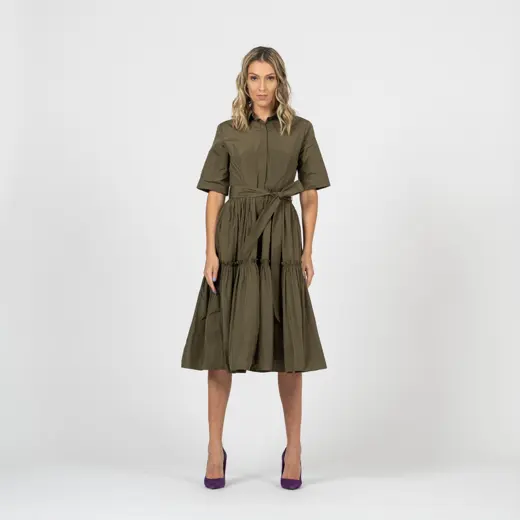 Helena oliiv taftist satsiga kleit
